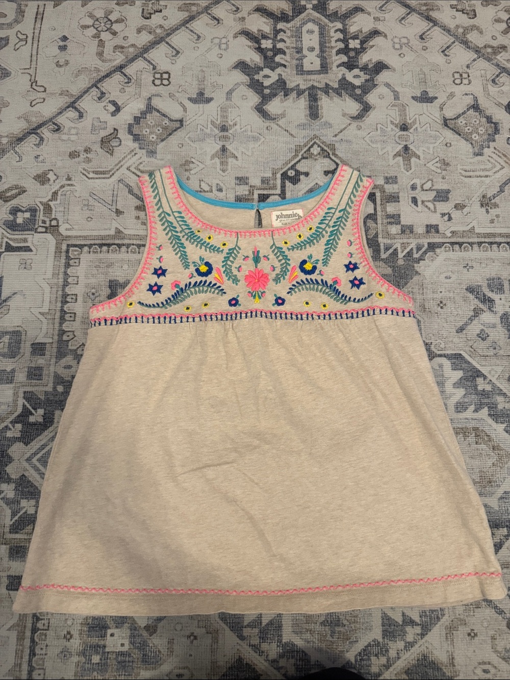 Johnnie B Boden Girls Embroidered Floral Boho Tank Top Size 13-14